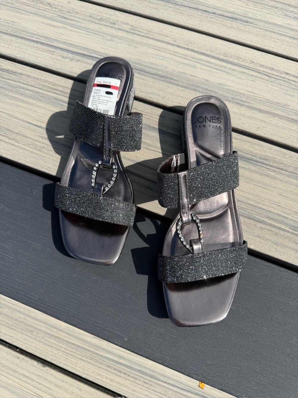 Jones New York Black and Silver Sandals